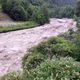 Plusieurs rivières sont en crue en Isère et en Savoie, à la suite de pluies torrentielles dans les Alpes. Ici, la Romanche au niveau de Livet-et-Gavet en Isère.
