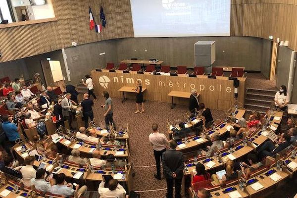 Nîmes - élection du nouveau président de Nîmes métropole, Franck Proust - 8 juillet 2020.