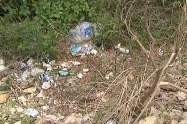 Le fossé où gisait le corps en bordure de route à Nîmes, le 13 février 2014