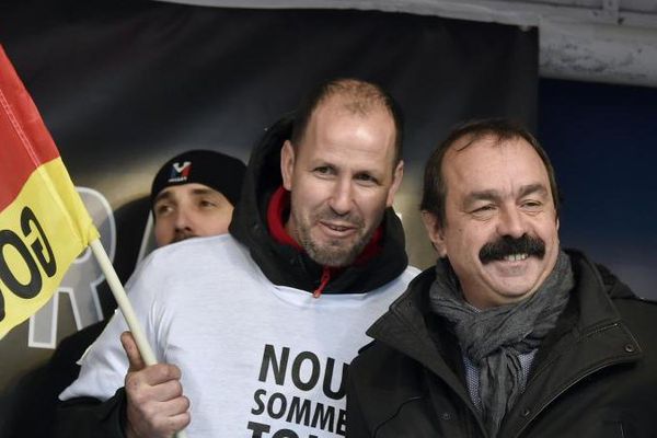 Philippe Martinez, lors d'une manifestation de soutien aux salariés de Goodyear, le 4 février 2016 à Paris