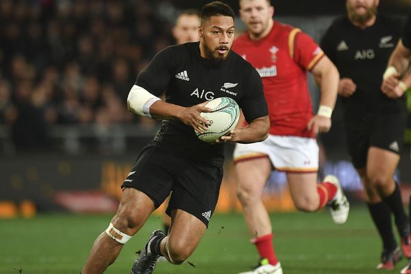 Le nouveau joueur All Black de l'ASM George Moala le 25 juin 2016 face au Pays de Galles.