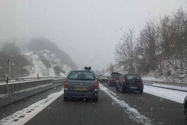 Sur la route d'Andorre près de Foix : température -3,5° ce samedi 23 février 