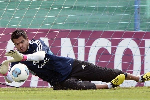 Le gardien Sergio Romero lors d'un entrainement avec l'équipe d'Argentine, en mars 2013