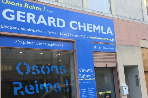 Le candidat Gérard Chemla LREM (Osons Reims) a été le premier candidat à ouvrir son local de campagbe, situé au 84 avenue de Laon. 