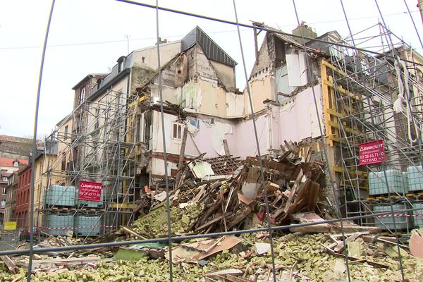 Un immeuble effondré rue Saint-Rémy à Dieppe