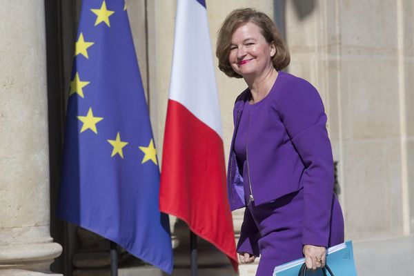 Nathalie Loiseau, ministre chargée des Affaires européennes, à la sortie du conseil des ministres sur le perron de l’Élysée. Paris, 28 juin 2017.