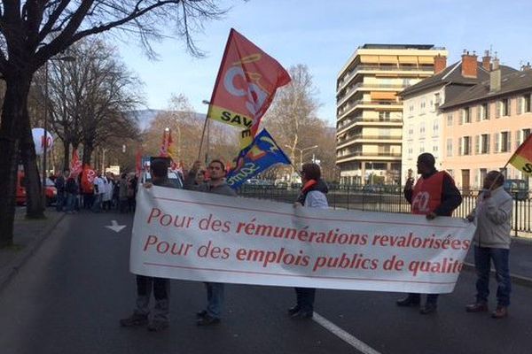 Le cortège des fonctionnaires à Chambéry 