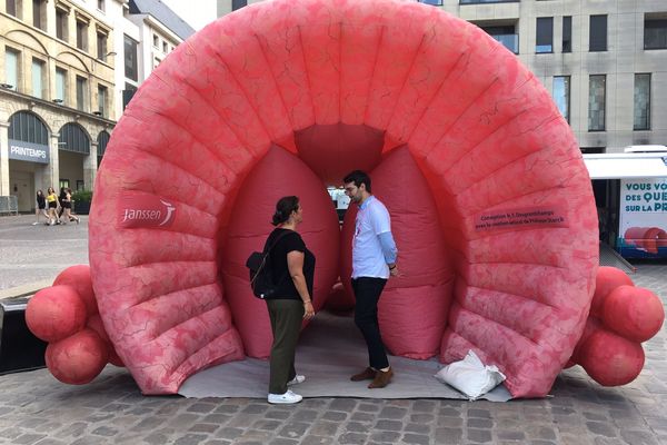 La prostate géante est installée au pied de la Cathédrale de Rouen