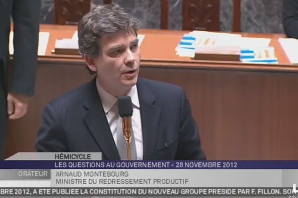 Arnaud Montebourg à l'Assemblée Nationale mercredi 28 novembre 2012.