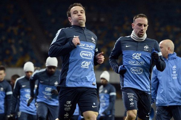 Mathieu Valbuena  en compagnie de Franck Ribery à Kiev