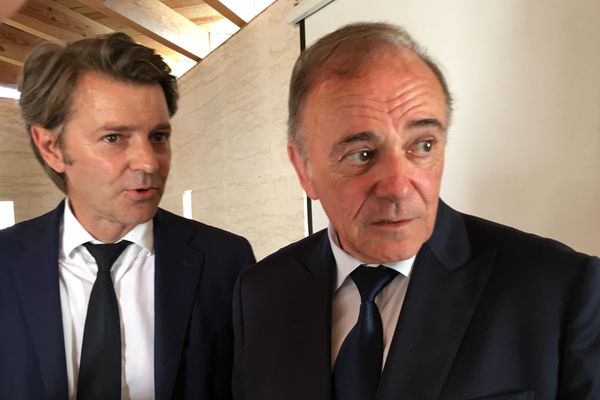 François Baroin et Sauveur Gandolfi-Scheit en Corse, le 2 juin 2017.