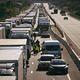 Le Boulou (Pyrénées-Orientales) - depuis la frontière avec l'Espagne, les camions sont bloqués sur l'A9 par le blocus des agriculteurs au péage - 19 novembre 2024.