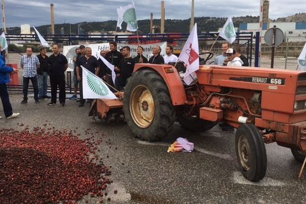 Les agriculteurs bloquent les entrèes de la raffinerie Total La Mède