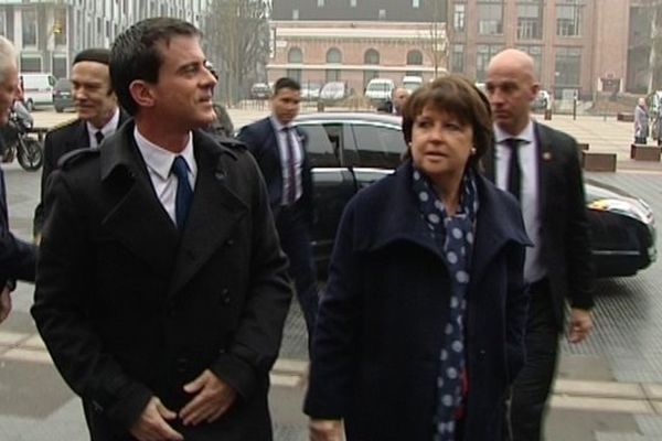 Manuel Valls et Martine Aubry à Lille ce mercredi.