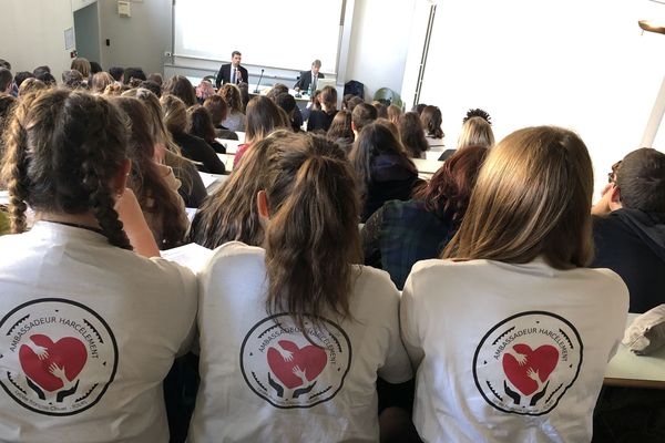 Un peu plus d'une centaine de lycéens d'Indre-et-Loire sont formés jeudi 7 novembre pour devenir "ambassadeurs harcèlement" au lycée Albert Bayet de Tours.