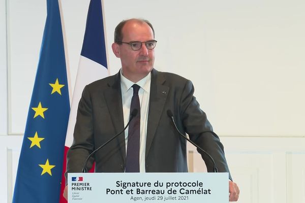 Le Premier ministre Jean Castex lors d'un discours à l'Hôtel de ville d'Agen, le 29 juillet 2021.