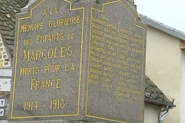 58 noms sont gravés sur le monument aux morts de Marcolès, qui compte aujourd'hui 600 habitants.