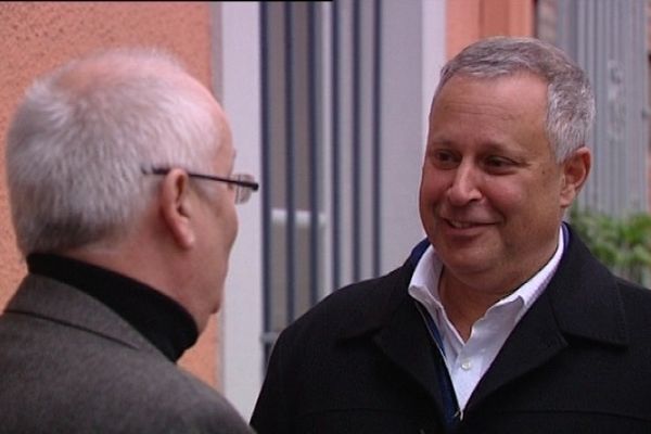 Le PDG de Raleigh, Mark Rozenthal, en discussion avec Philippe Guérin, maire de Cugnaux, ce jeudi à Toulouse