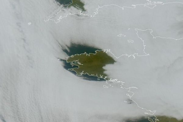 Une grisaille tenace à l'est, du soleil à l'ouest. L'image satellite contrastée de la Bretagne ce 7 novembre 2024