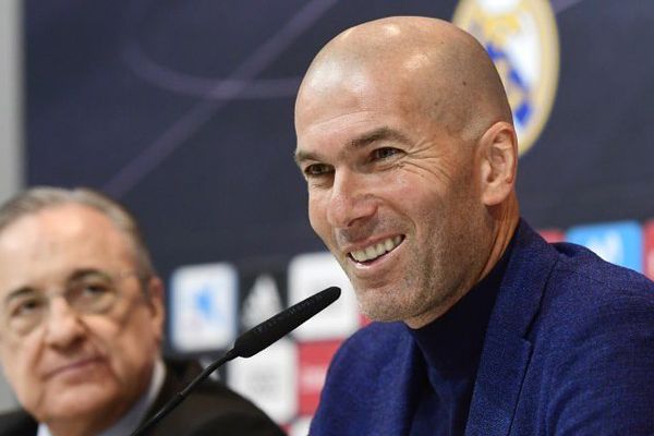 Zinédine Zidane lors de l'annonce de son départ du Real Madrid, en conférence de presse, le 31 mai 2018