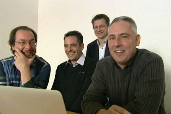 Les créateurs du groupe Publipresse : Olivier Chevalier, Eric Tournoux, Eric Cuenot et Jean-François Hauser