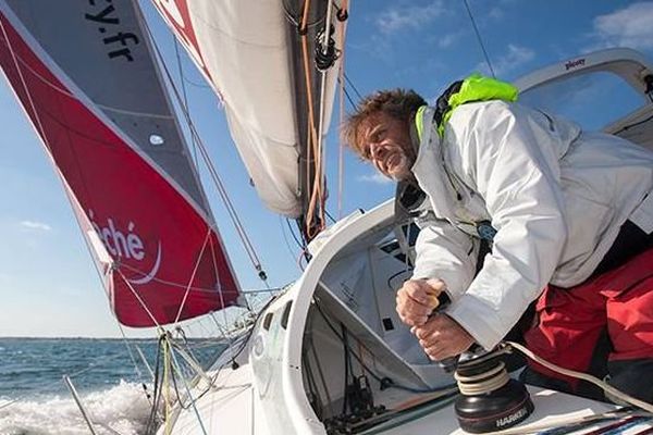 Jean-Christophe Caso, skipper Picoty - Lac de Vassivière  a fêté seul en mer ses 43 ans le 5 novembre 2014