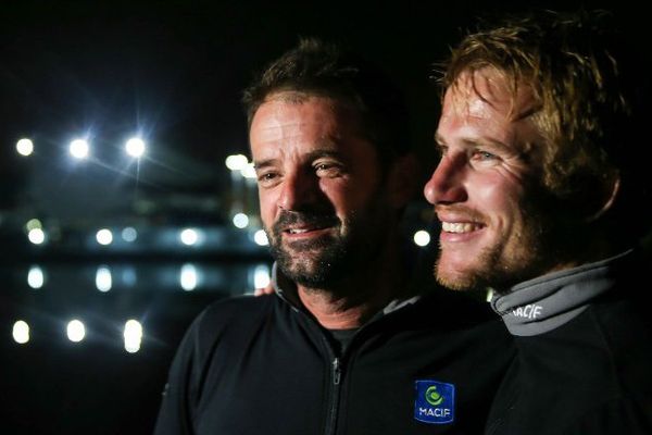 Le basque Pascal Bidégorry aux côtés de François Gabart, vainqueurs de la Transat Jacques Vabre 2015