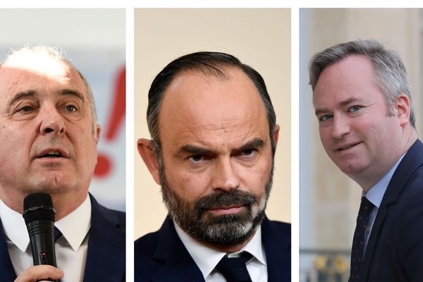 Il y a un ministre de trop engagé dans la bataille des municipales à Biarritz fait savoir Edouard Philippe ce mercredi 15 janvier. Autour du Premier Ministre à gauche : Didier Guillaume, à droite JF Lemoyne