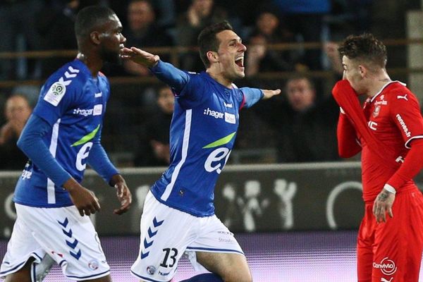 La joie de Jérémy Blayac qui ouvre le score à la 28ème minute 