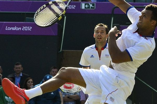 Le sarthois Tsonga et LLodra lors de la demi-finale JO de Londres