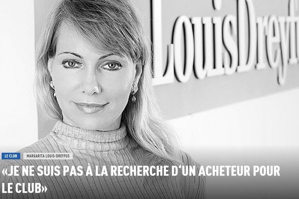 Margarita Louis-Dreyfus à la une du site de l'OM. 