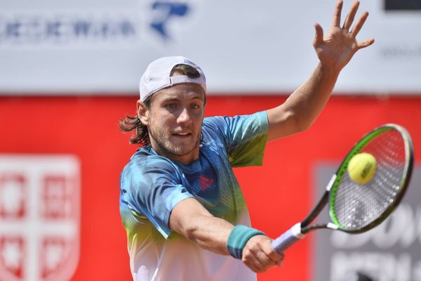 Lucas Pouille, le 23 avril 2016 à Bucarest.