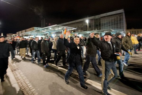 Manifestation "Pediga" en janvier 2015 à Dresde (Allemagne).