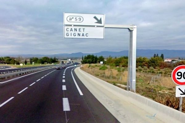 A.750 - sortie d'autoroute de Gignac (Hérault) - archives