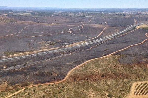 Des dégâts impressionnants vus d'hélicoptère, ce vendredi entre Lézignan-Corbières et Narbonne.