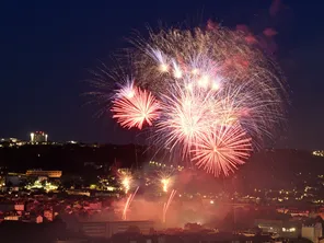 Des centaines de spectacles pyrotechniques sont tirés à l'occasion de la fête nationale dans le Grand Est, comme ici à Nancy, le 14 juillet 2023