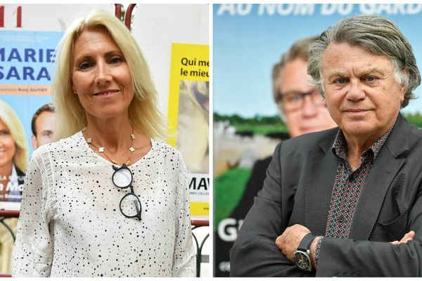 Marie Sara (LREM) et Gilbert Collard (FN), candidats dans la 2ème circonscription du Gard