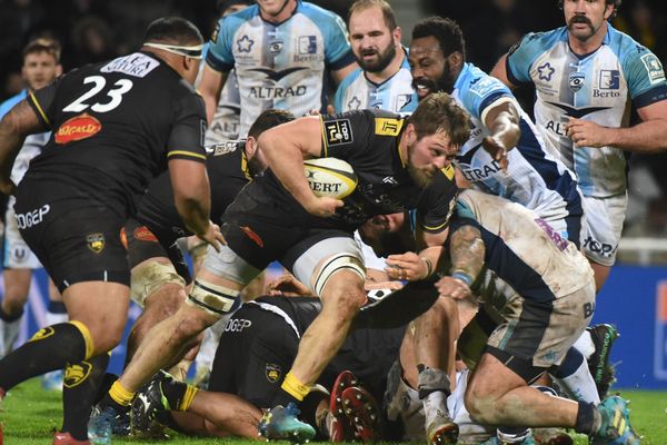 Le Stade Rochelais face à Montpellier le 26/01/2019 au Stade Deflandre.