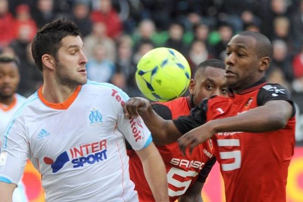 Gignac et Théophile Catherine lors du match Rennes Marseille