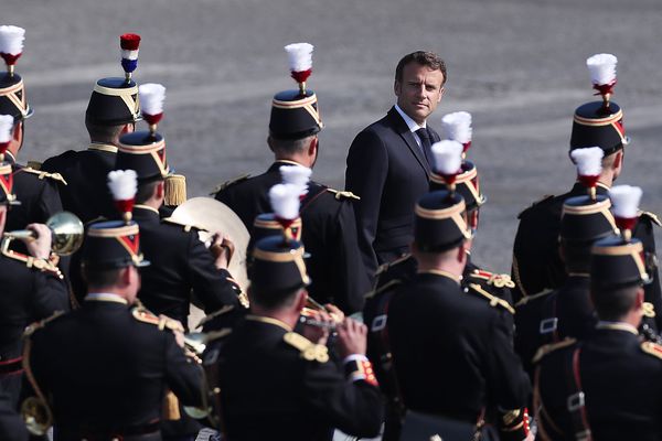 14 juillet 2022. Emmanuel Macron lors du défilé de la fête nationale sur les Champs Elysées.