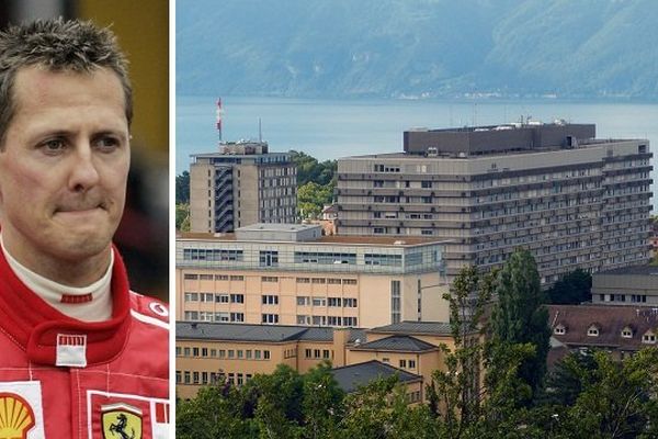 Michael Schumacher a été héliporté vers l'hôpital de Lausanne (à droite) lundi 16 juin.