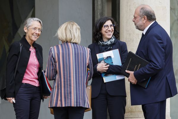 (De gauche à droite) : Elisabeth Borne, Brigitte Bourguignon, Rima Abdul-Malak et Eric Dupond-Moretti.