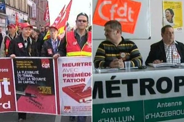 CGT et CFDT chacun de leur côté ce mercredi matin à Lille. 