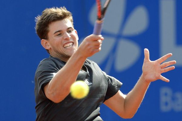 L'Autrichien de 21 ans Dominic Thiem, lors de son match contre l'Américain John Isner ce vendredi.