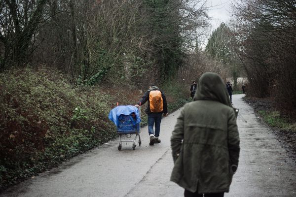 Expulsion d'un camp de migrants le 29 décembre 2020 à Grande-Synthe. 