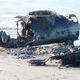 Les vestiges d'un sous-marin allemand de la Seconde Guerre mondiale trouvés sur une plage de Merville-Franceville-Plage (Calvados), le 30 octobre 2024.