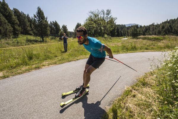 Martin Fourcade à l'entraînement au CREPS de Font-Romeu le 18 juillet 2018.