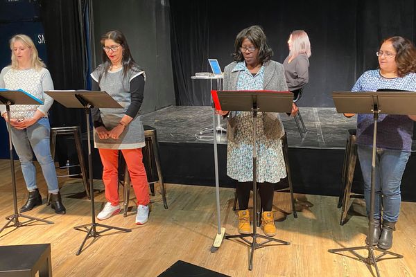 Montpellier - Théâtre Jean Vilar : Véronique, Bouchra, Eliane et Amina lors d'une répétition de la pièce - 06.03.20