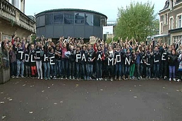 Manifestation au collège Lemière en octobre dernier - Archives