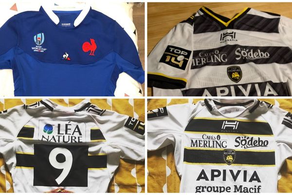 Des maillots du Stade Rochelais remportés via la cagnotte en ligne.